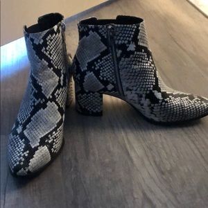 Calvin Klein snakeskin booties